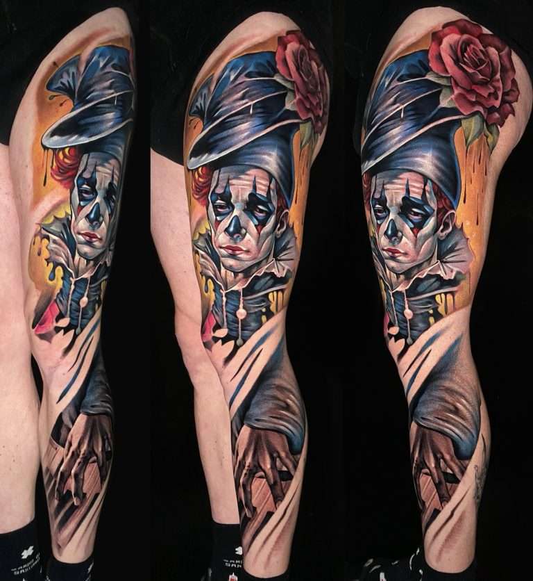 face2face tattoo studio braunschweig color clown tattoo