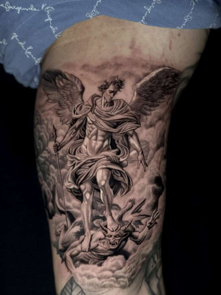 face2face tattoo studio braunschweig erzengel motiv tattoo