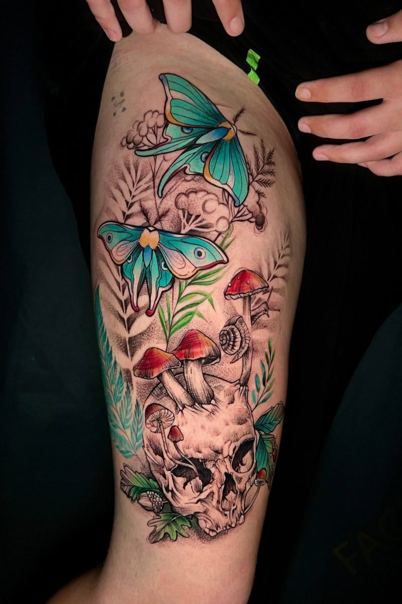 face2face tattoo studio braunschweig luna moth skull tattoo