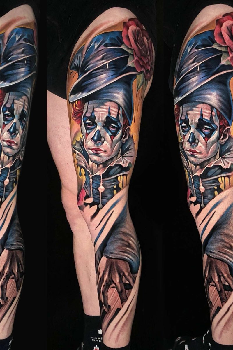 face2face tattoo studio braunschweig color clown tattoo